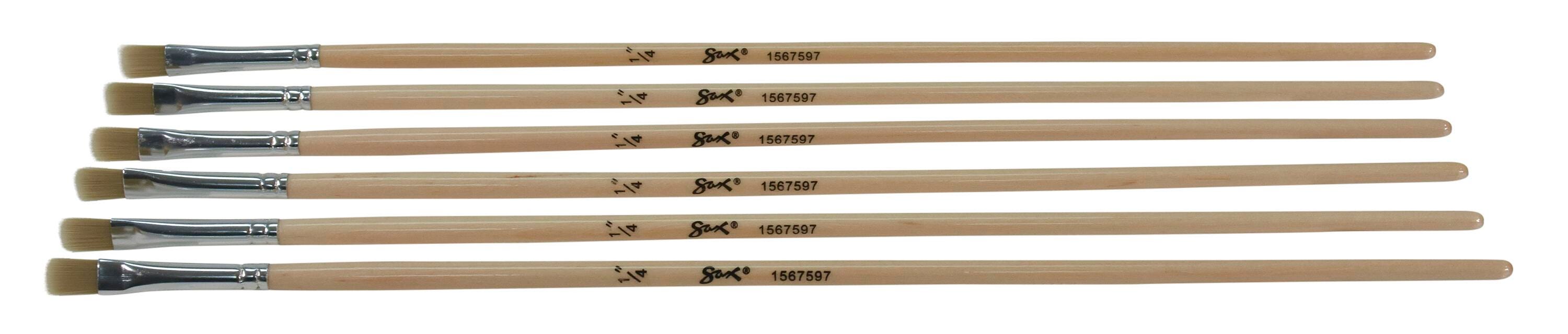 Sax Golden Synthetic Bristle Acrylic Easel Paint Brushes, Flat, 1/4 Inch, Set of 6 1567597