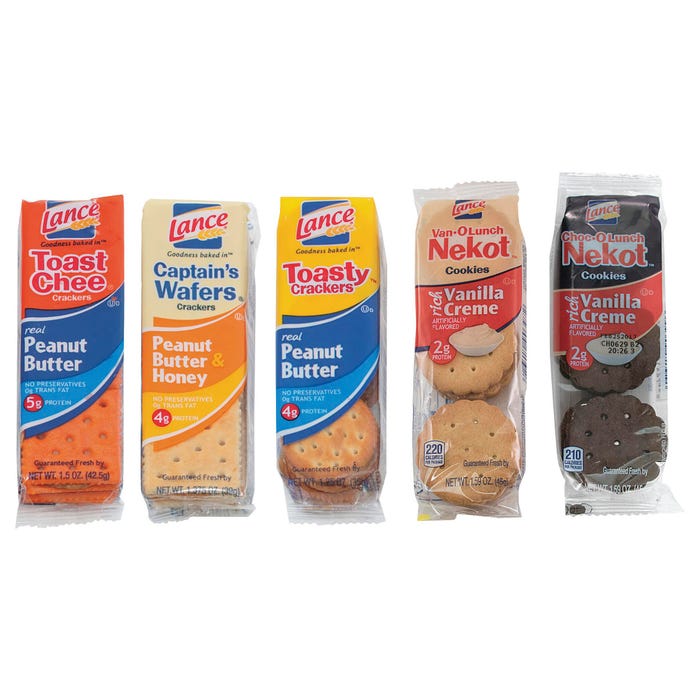 Lance Assorted Flavored Variety Pack Snack Cracker, 1.4 oz, Peanut, Vanilla Cream, Butter, Honey, Pack of 24