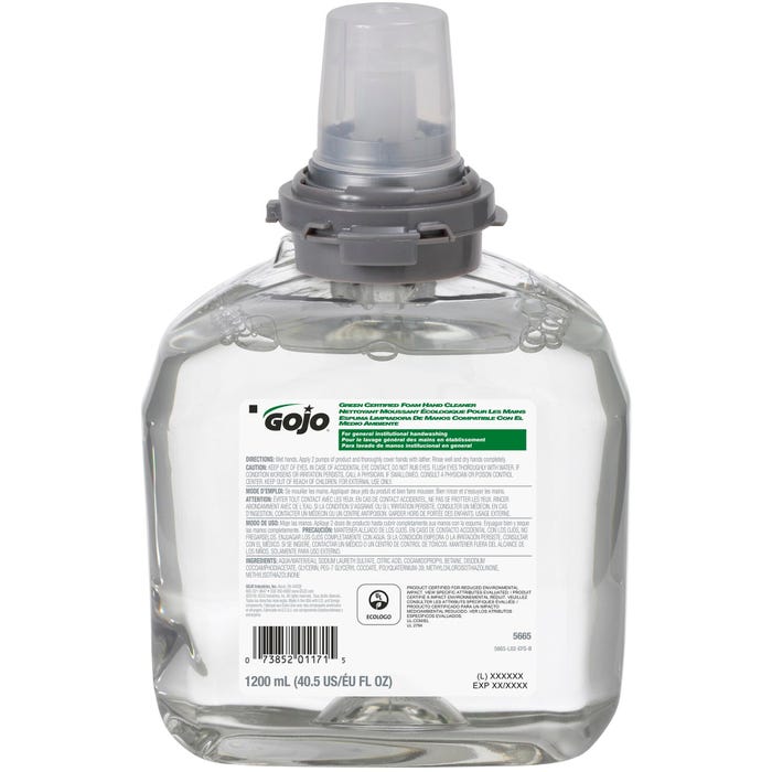 Gojo Foam Hand Wash Refill for TFX Touch-Free Soap Dipenser, 1200 ml, Fragrance Free
