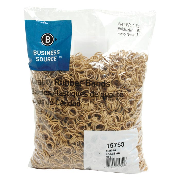 Business Source Rubber Bands, Size 8, 1 lb /BG, 7/8 x 1/16 Inches, Natural Crepe