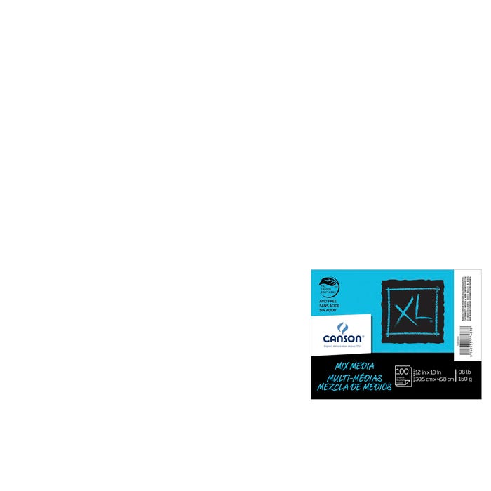 Canson XL Mixed Media Paper, 98 lb, 12 x 18 Inches, 100 Sheets