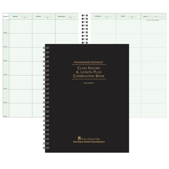 Hammond & Stephens 7 Subject 9/10 Week Class Record and Lesson Plan Book, 8-1/2 x 11 Inches, Green/ Blue