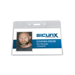 SICURIX Horizontal Badge Holders, 3-1/2 x 2-1/2 Inches, Vinyl, Clear, Pack of 50 1469425