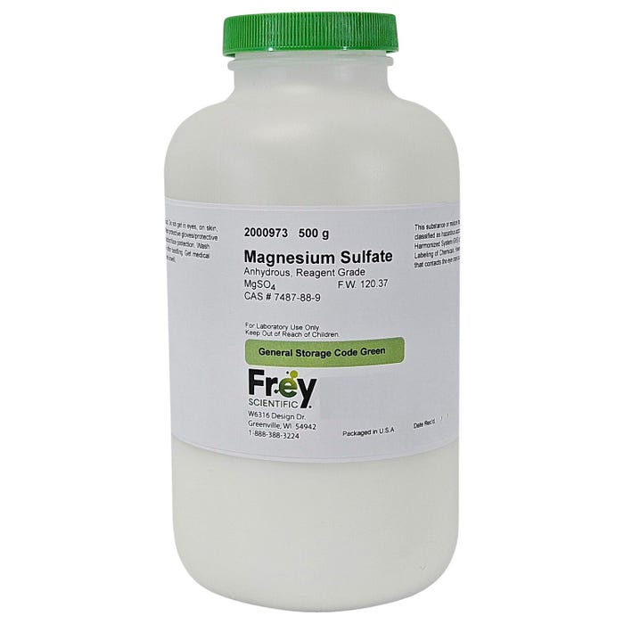 Frey Scientific Magnesium Sulfate, Anhydrous, Reagent Grade, 500mL