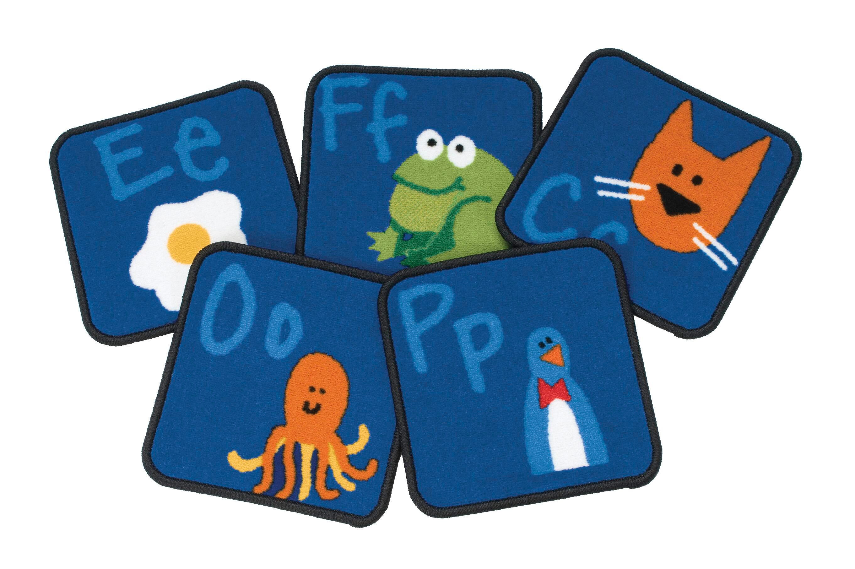 Carpets for Kids KID$Value PLUS Fun with Phonics Seating Squares Carpet, 12 x 12 Inches, Set of 26, Multicolored 679230