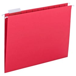 Smead Hanging File Folder, Letter Size, 1/5 Cut Tabs, Red, Pack of 25, Item Number 2049710