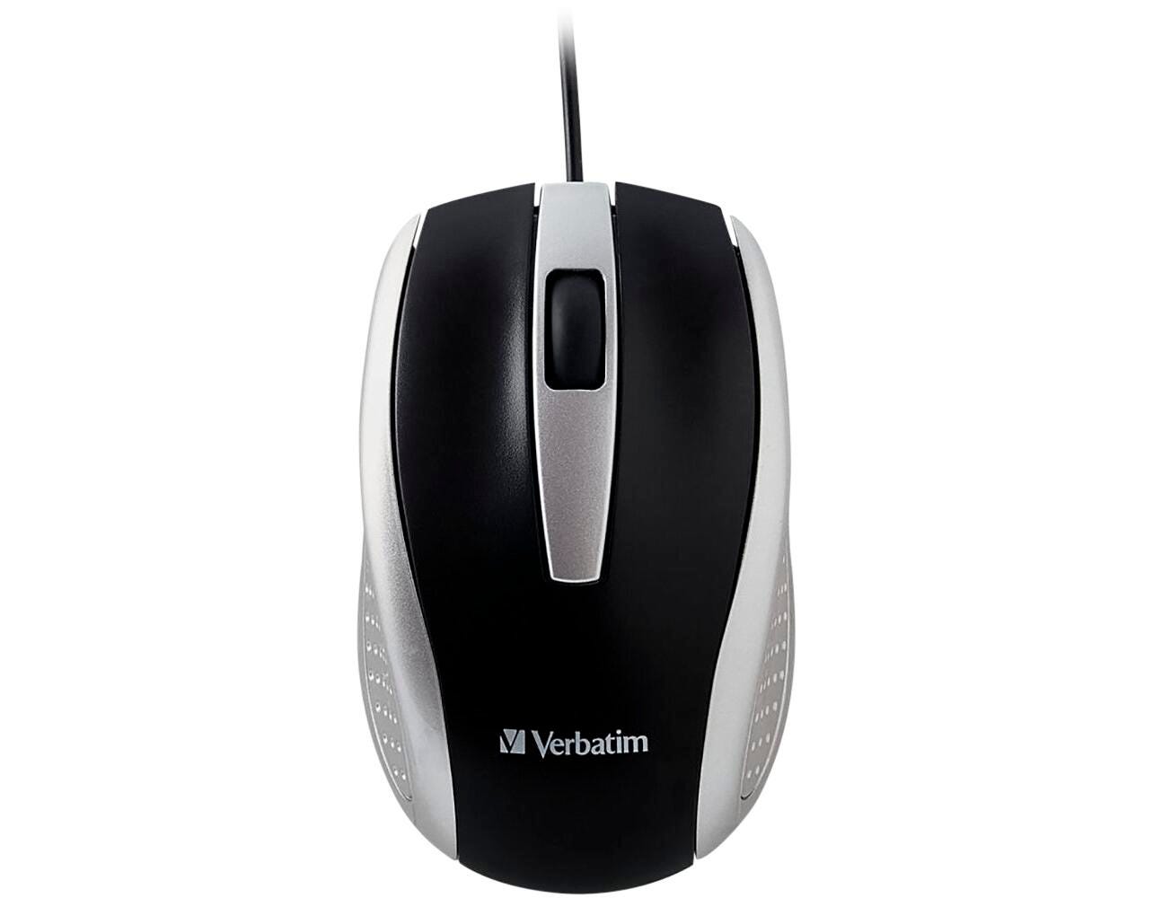 Verbatim Corded Notebook Optical Mouse, Silver 2136008