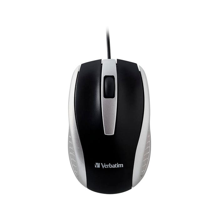 Verbatim Corded Notebook Optical Mouse, Silver