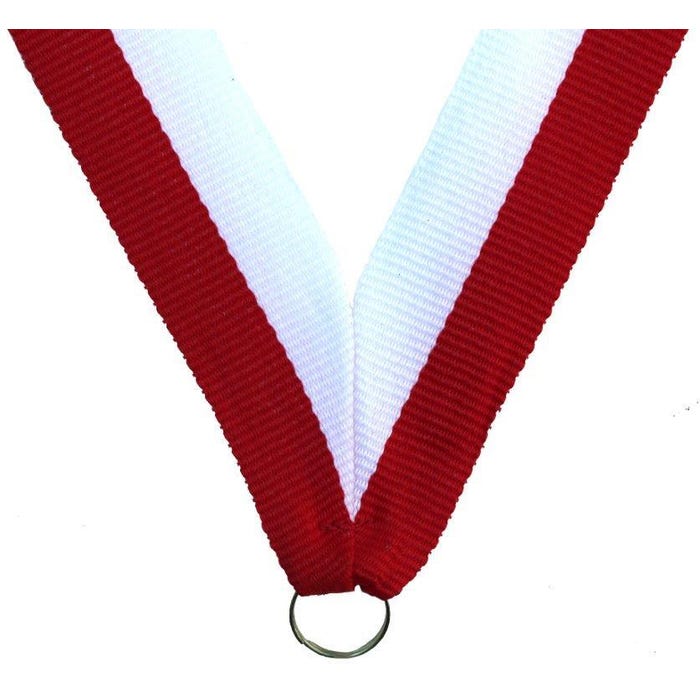 Neck Ribbon, 7/8 x 30 Inches, Red/White