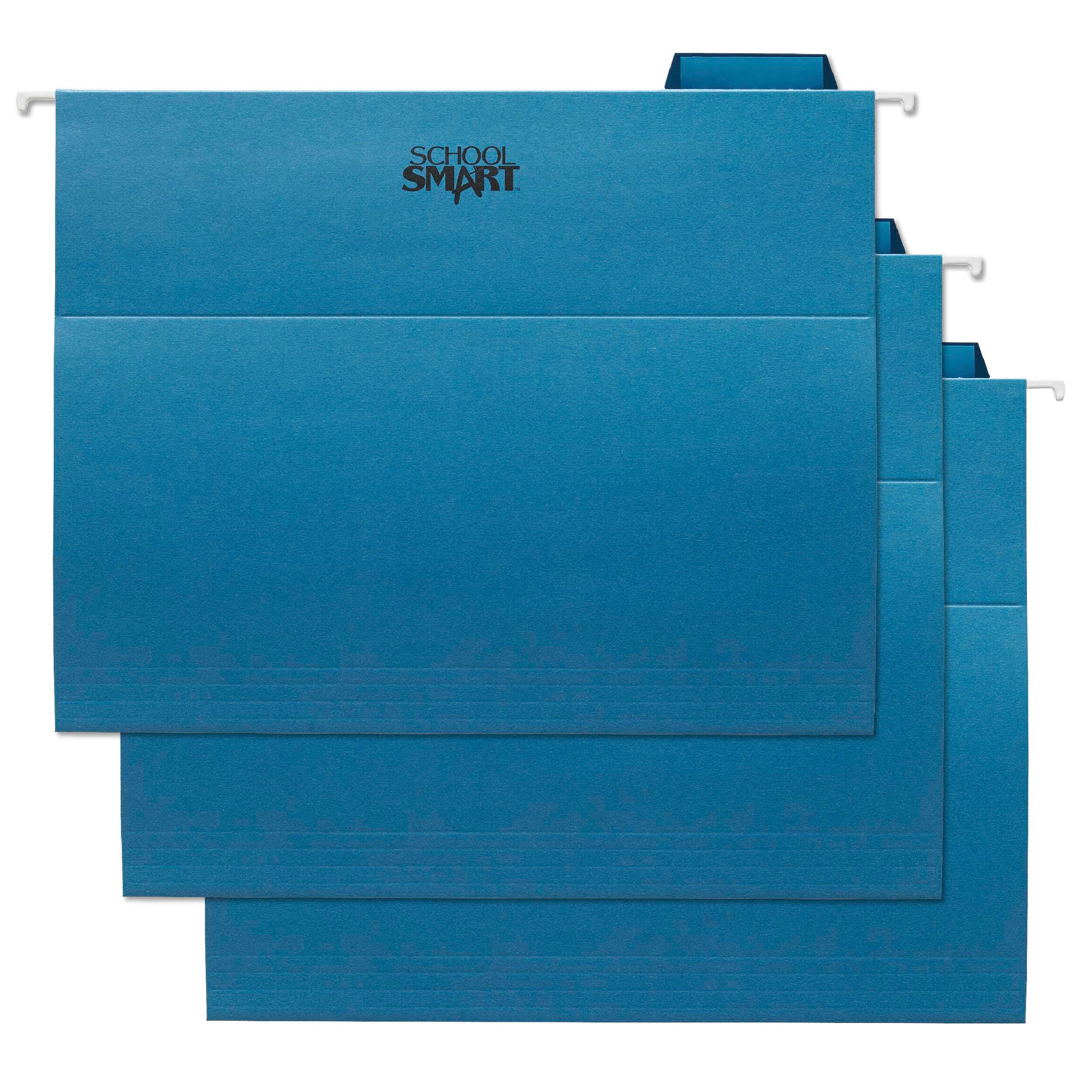 Image for School Smart Hanging File Folders, Letter Size, 1/5 Cut Tabs, Blue, Pack of 25 from School Specialty