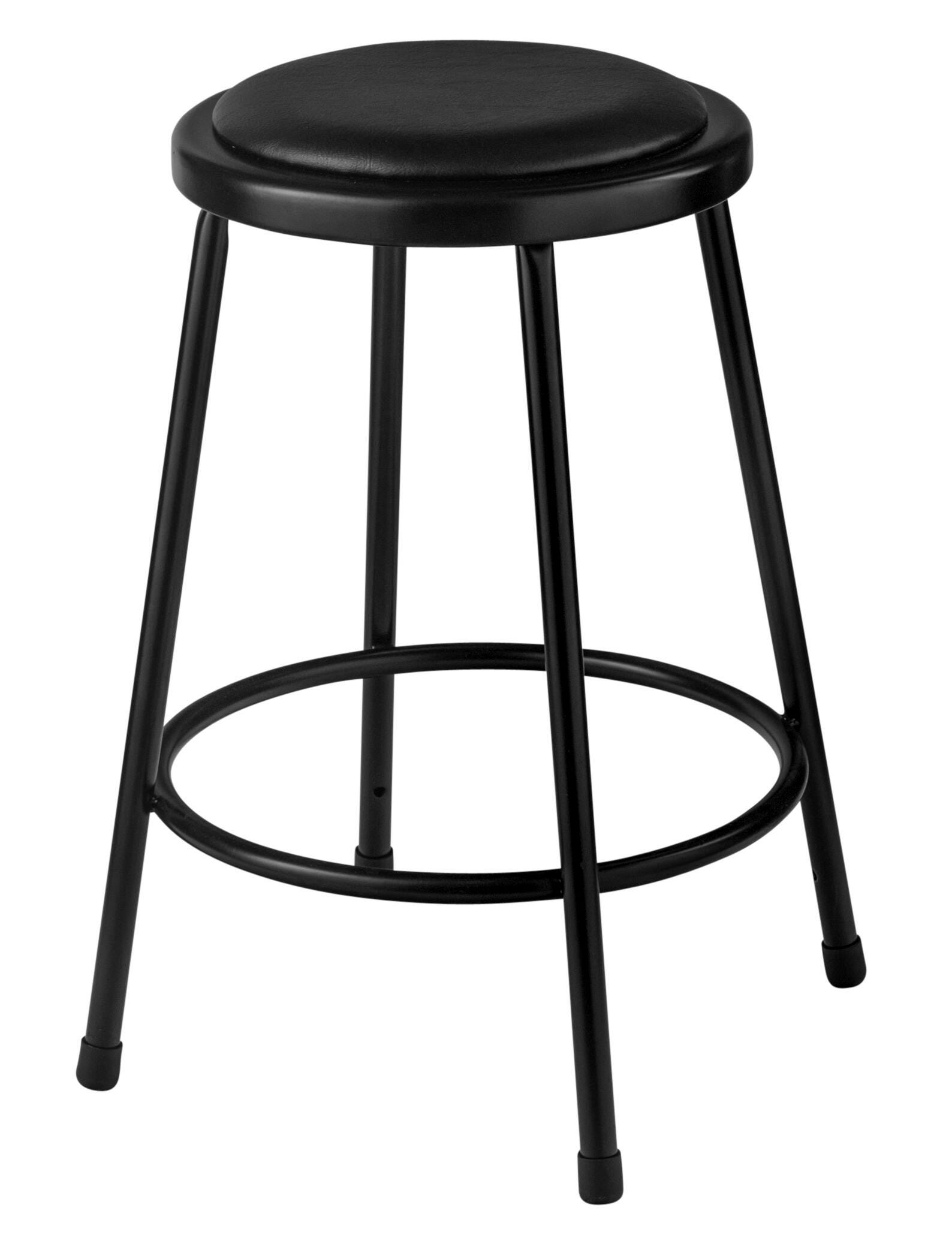 National Public Seating Heavy Duty Vinyl Padded Steel Stool, 24 Inch, Black 1584452