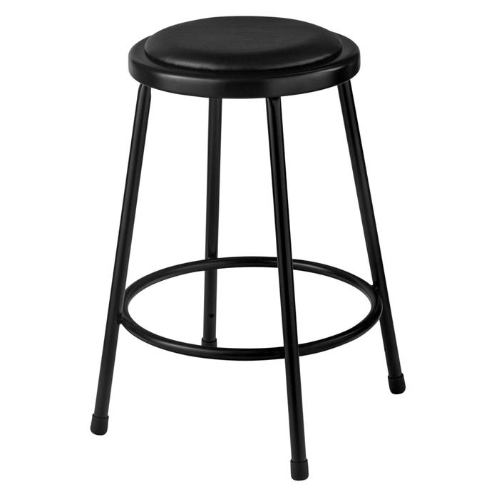 National Public Seating Heavy Duty Vinyl Padded Steel Stool, 24 Inch Seat Height, Black