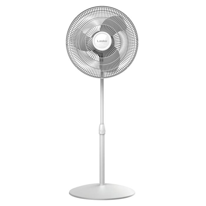 Lasko Oscillating Compact Pedestal Fan, 16 Inch, 3 Speed, White