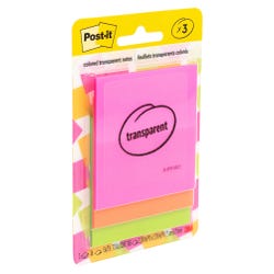 Post-it Transparent Notes, 2-7/8 x 2-7/8 Inches, Assorted Colors, 36 Sheets/Pad, Pack of 3 2150096