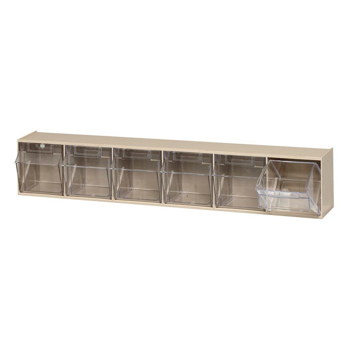 Quantum Clear Tip Out 6-Compartment Storage Bin, 3-5/8 x 23-5/8 x 4-1/2 Inches
