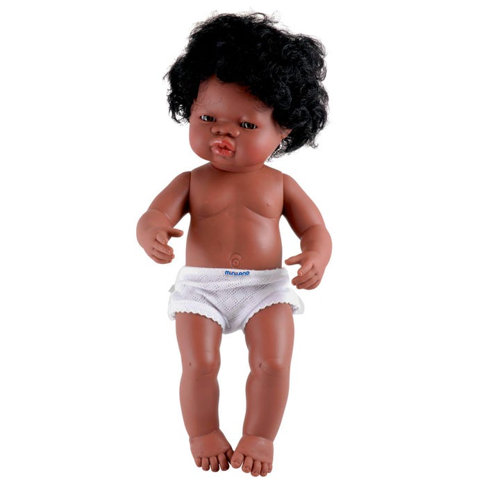 Miniland Multicultural Doll, African American Girl, 15 Inches