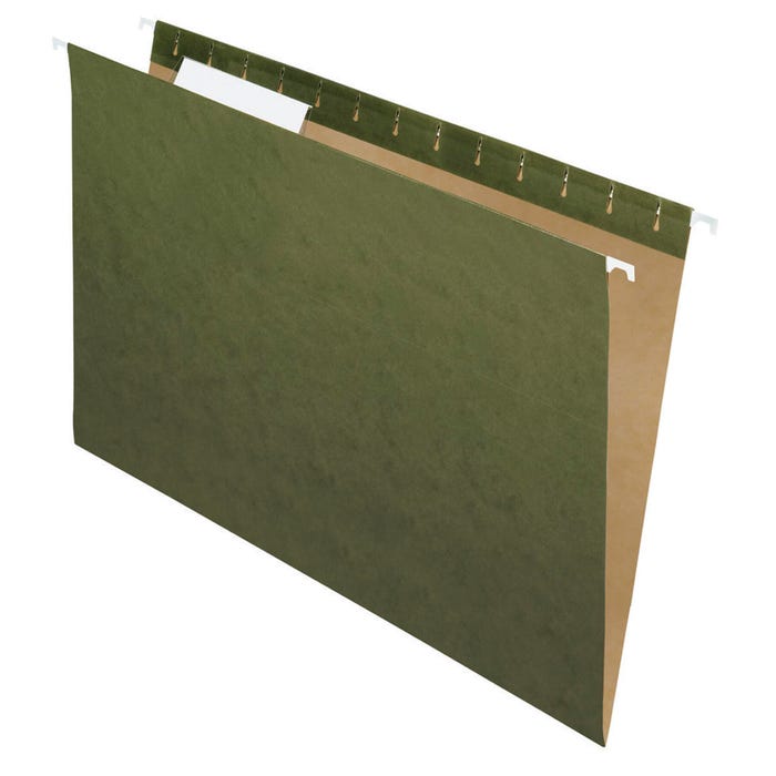 School Smart Hanging File Folders, Legal Size, 1/3 Cut Tabs, Green, Pack of 25