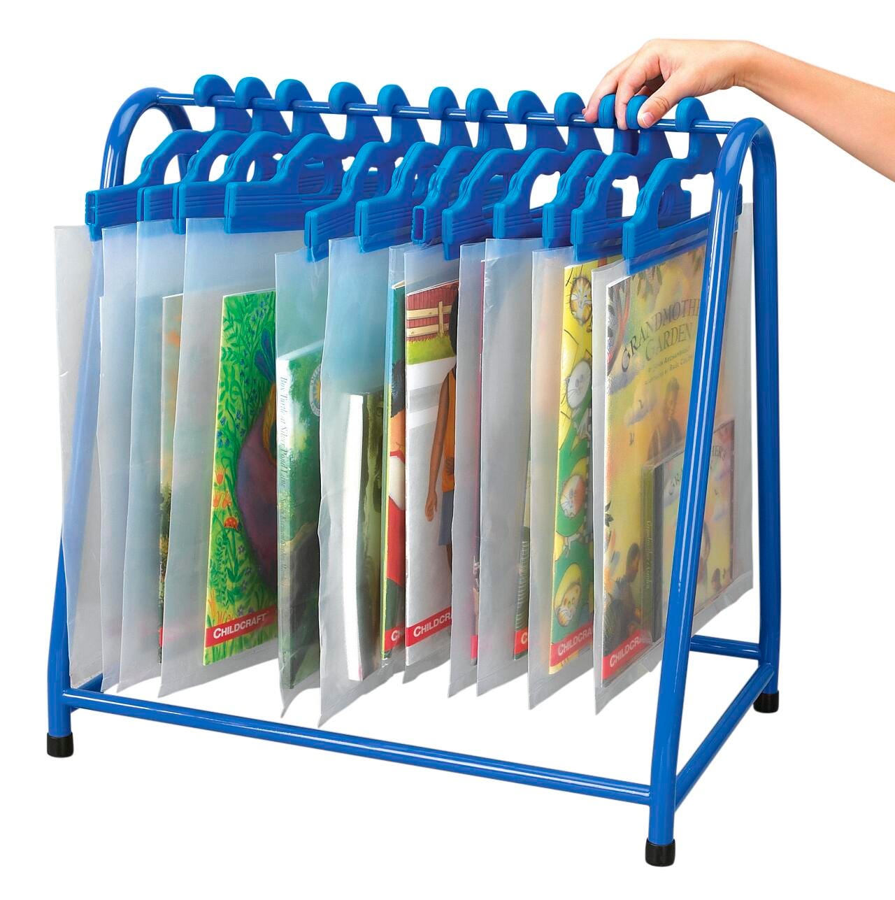 Metal Read-Along Book Rack, 18 x 12 x 18 Inches, Blue, Bags Not Included, Item Number 1601439