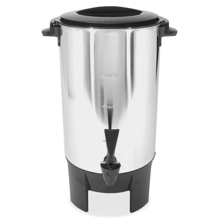 CoffeePro Commercial Percolating Urn/Coffee Maker with Filter Basket, 30 Cup, Stainless Steel