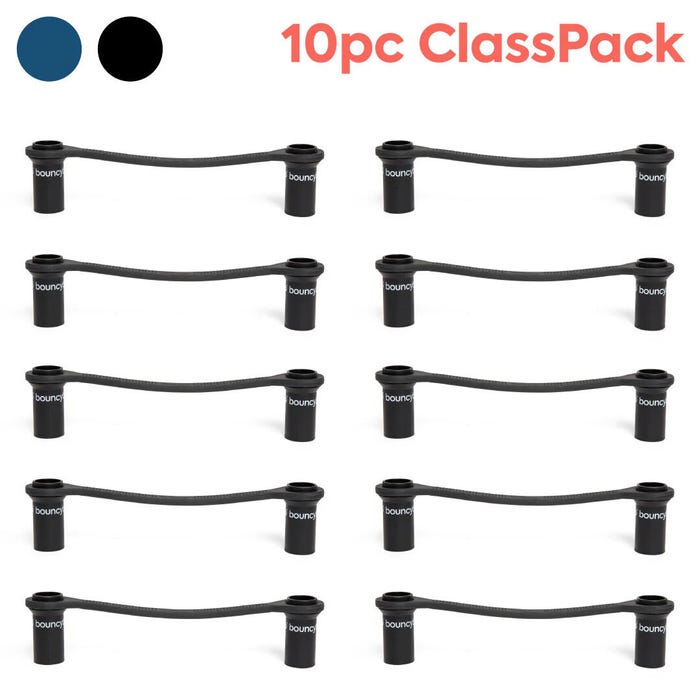 Bouncyband 10 Piece Classroom Pack for Middle/High School Chairs 17 to 24 Inches, Black