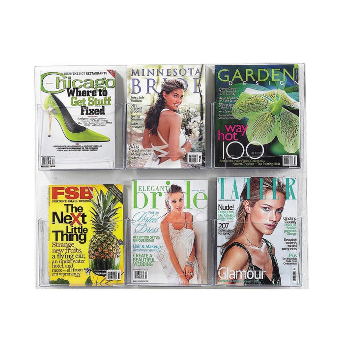 Safco Magazine/Pamphlet Display, 28-3/4 x 3 x 23-1/2 Inches, 6 Pocket, Polycarbonate Plastic, Clear