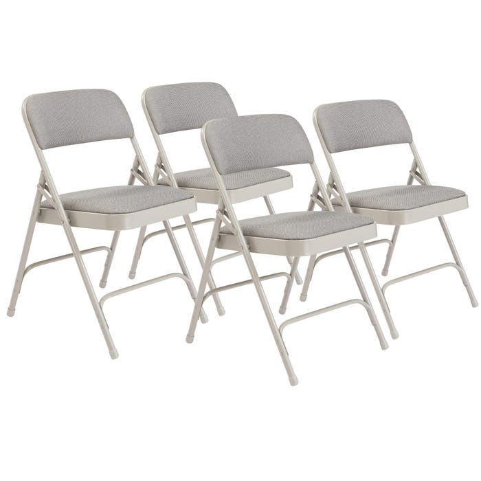 National Public Seating Premium Upholstered Folding Chair, 2200 Series, 17-3/4 Inch Seat Height, Greystone Fabric, Gray Frame, S