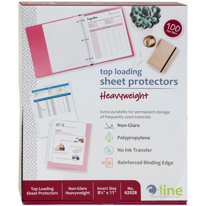 C-Line Heavyweight Polypropylene Sheet Protectors, Non-Glare, 3-Hole Punched 8-1/2 x 11 Inches, Box of 100