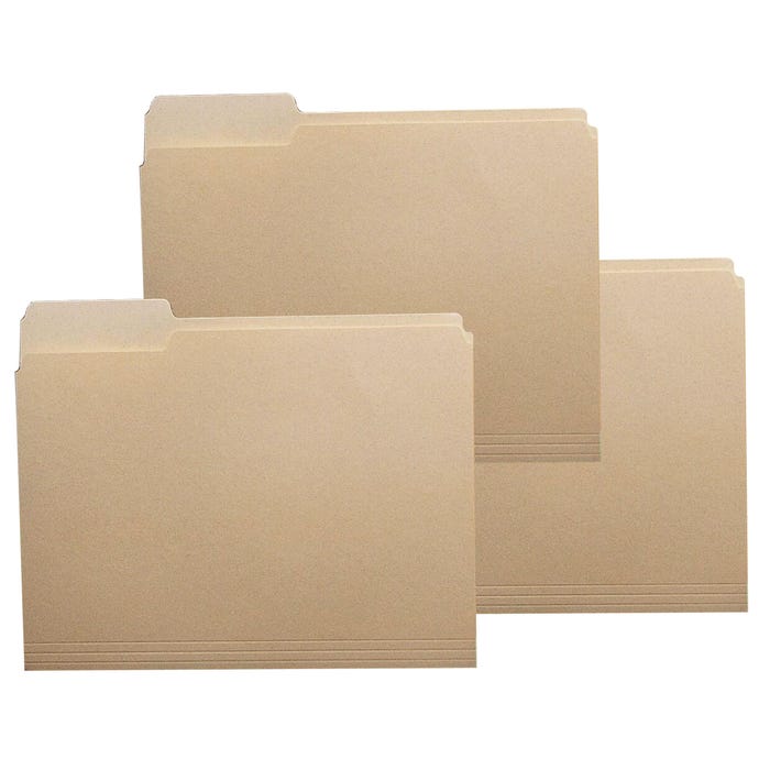 School Smart Manila File Folders, Letter Size, 1/3 Cut Tabs, Pack of 100