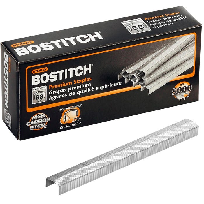 Bostitch B8 Chisel Point Staple for B8C Line, 1/2 Inch Crown, Pack of 5000