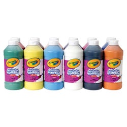 Crayola Artista II Washable Tempera Paints, 1 Pint Bottles, Assorted Colors, Set of 12 213989