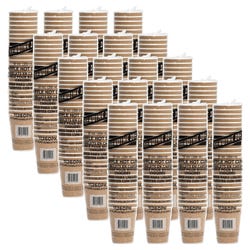 Genuine Joe Rippled Hot Cup, 12 oz, Brown, Pack of 25, Carton of 500