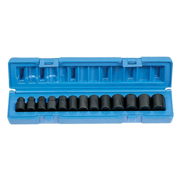 Grey Pneumatic 13-Piece Standard Length Socket Set - Metric, 3/8 in, Set of 13