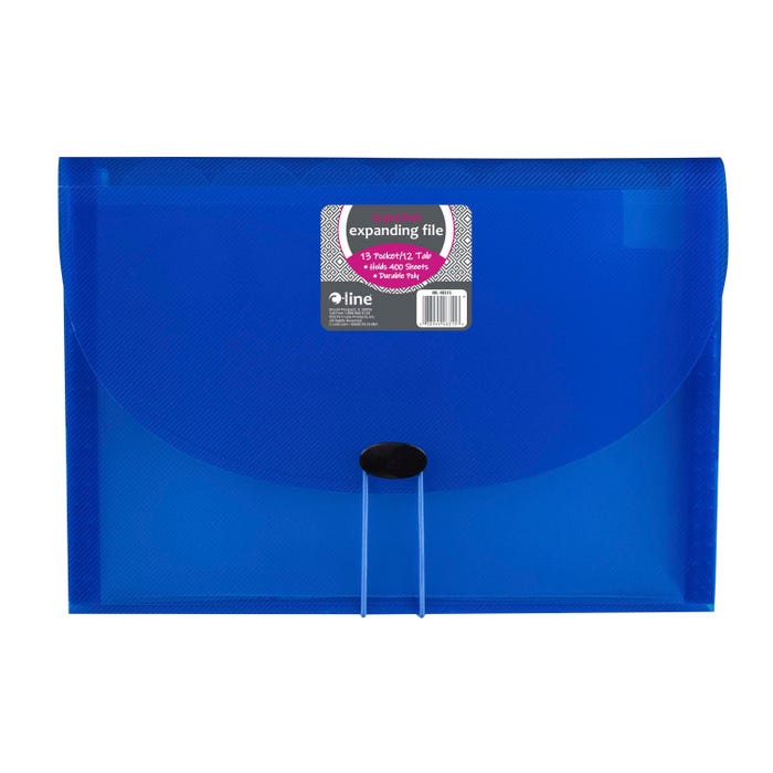 C-Line Expanding File, Letter Size, 13-Pocket, 1-5/8 Inch Expansion, Blue