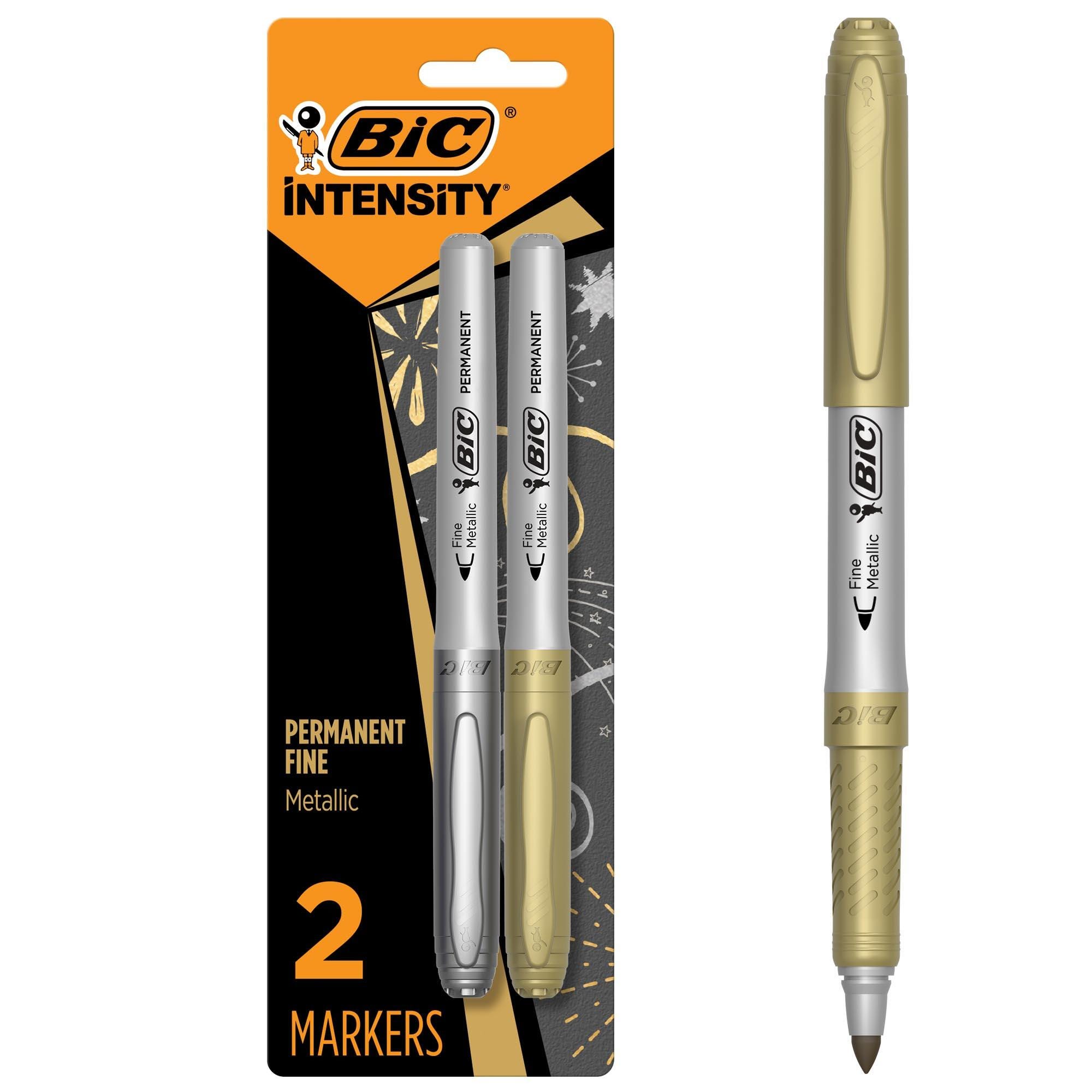 BIC Intensity Metallic Permanent Markers, Fine Tip, Gold and Silver, Set of 2 1465021
