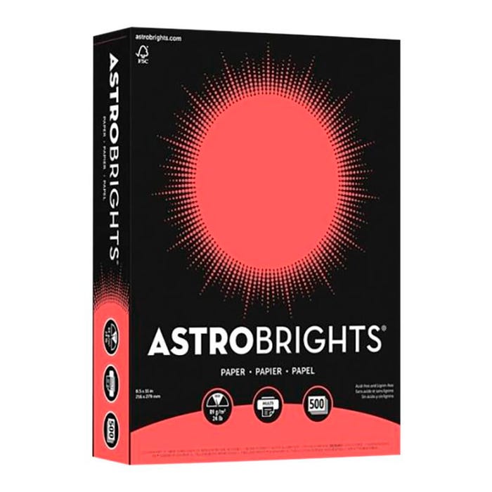 Astrobrights Colored Paper, 8-1/2 x 11 Inches, 24 lb, Rocket Red, 500 Sheets