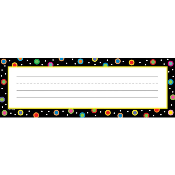 Creative Teaching Press Dots on Black Name Plates, 9-1/2 x 3-1/4 Inches, Pack of 36