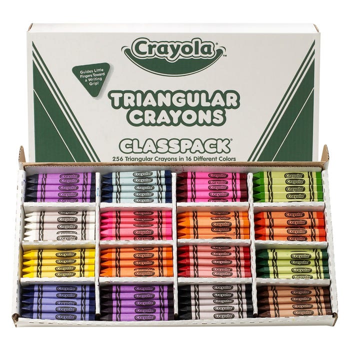 Crayola Anti-Roll Triangular Crayons Classpack, Assorted Colors, Set of 256
