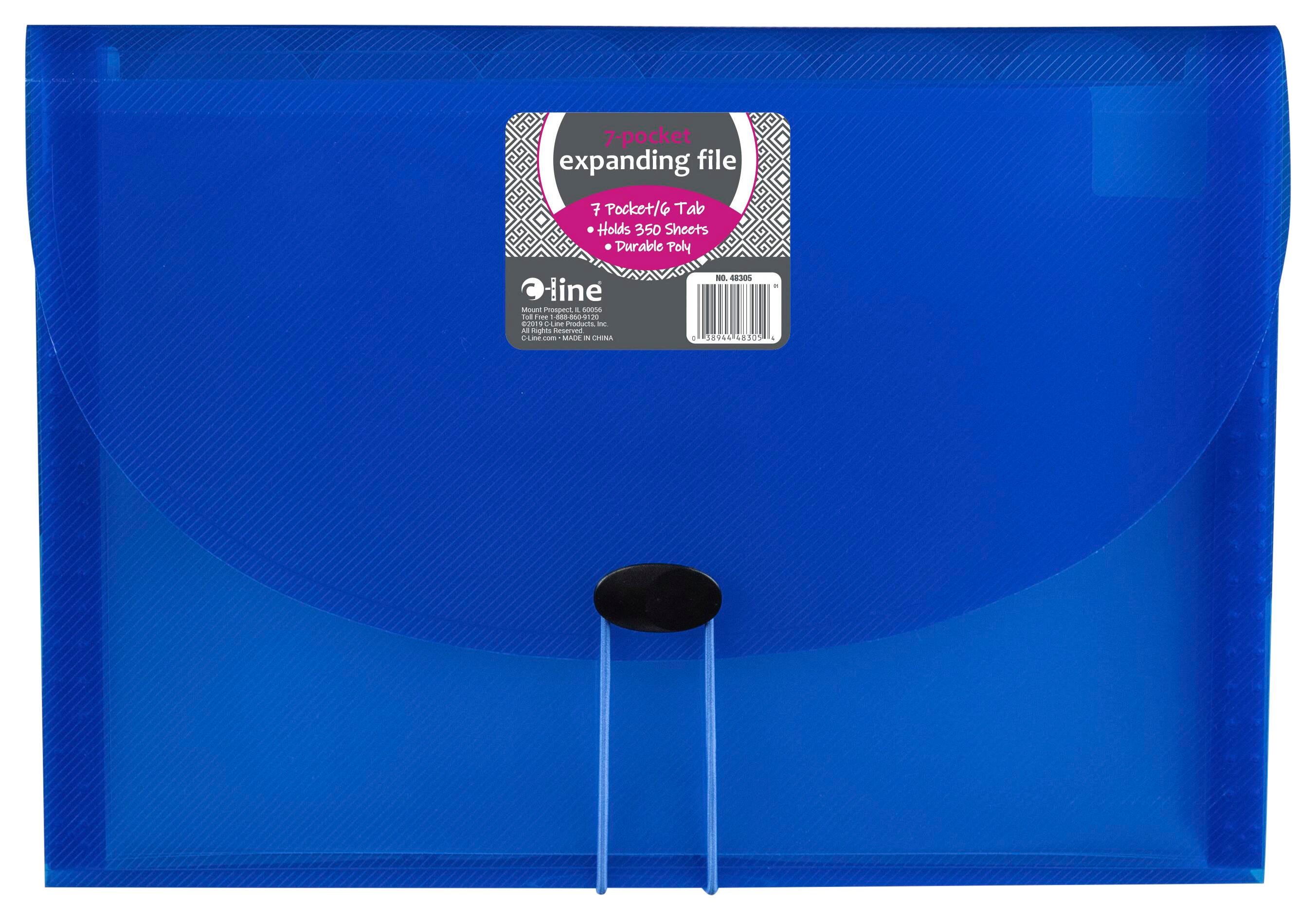 C-Line Expanding File, Letter Size, 7-Pocket, 1-5/8 Inch Expansion, Blue, Item Number 1370413