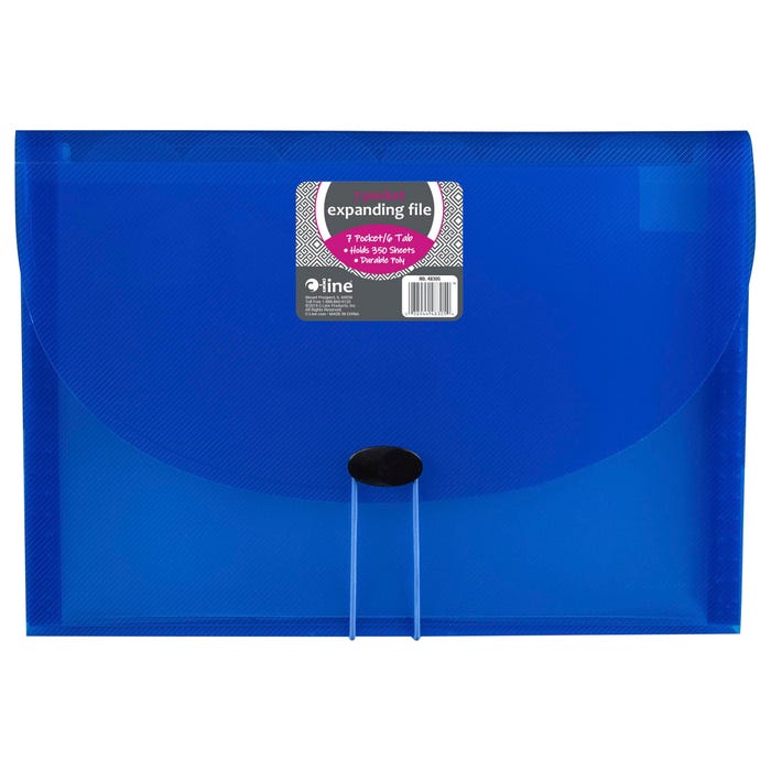 C-Line Expanding File, Letter Size, 7-Pocket, 1-5/8 Inch Expansion, Blue
