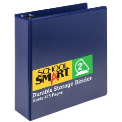 School Smart D Ring Binder, Polypropylene, 2 Inches, Blue 2006453