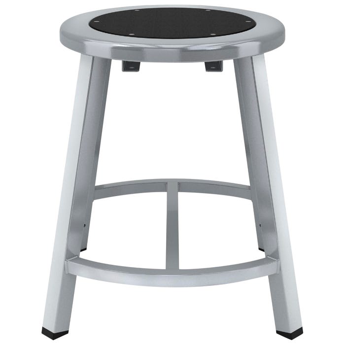 National Public Seating Titan Stool, Black Steel Seat, 18 Inch Fixed Height, Gray Frame