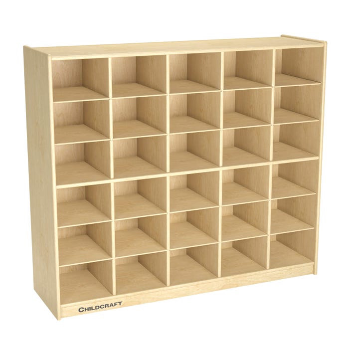 Childcraft Mobile Cubby Unit, 30 Tray Capacity, 47-3/4 x 14-1/4 x 42 Inches