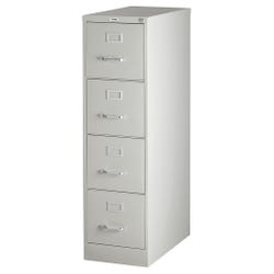Lorell Fortress Vertical File Cabinet, Light Gray, 15 x 25 x 52 Inches