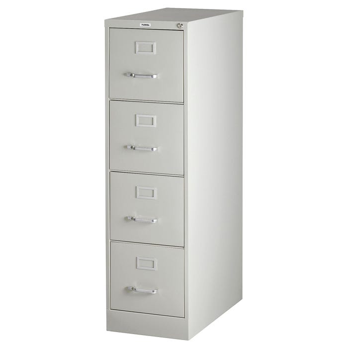 Lorell Fortress Vertical File Cabinet, Light Gray, 15 x 25 x 52 Inches