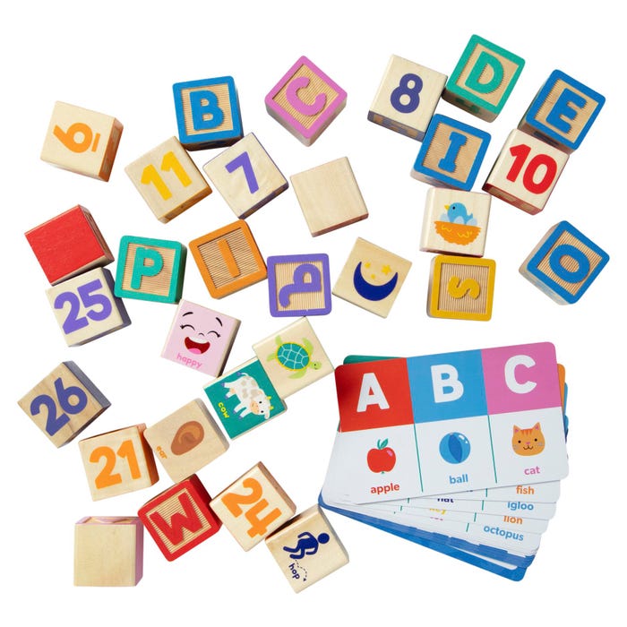 Melissa & Doug Ms. Rachel Wooden Learning Blocks, 44 Pieces