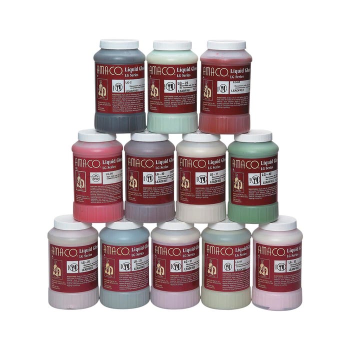 AMACO Lead-Free Low-Fire LG Liquid Gloss Glazes, Set of 12
