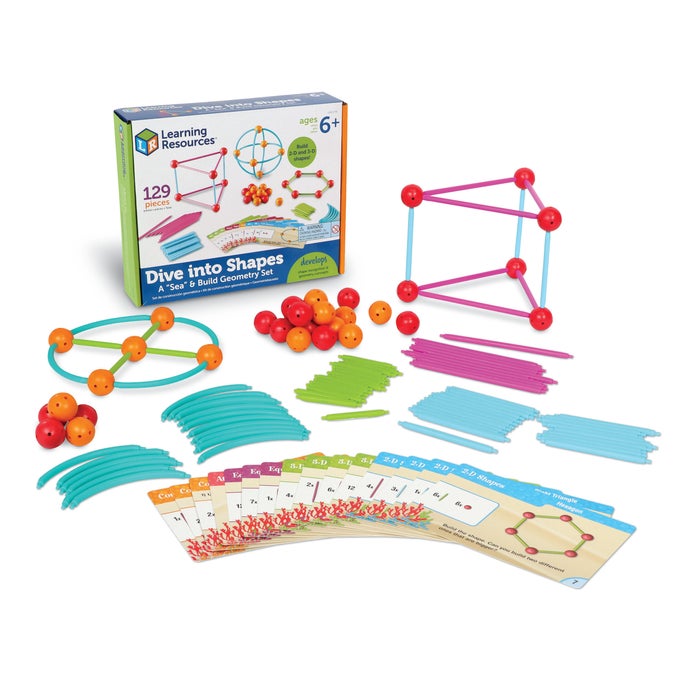 Learning Resources Dive Into Shapes, Sea and Build Geometry Set, 135 Pieces