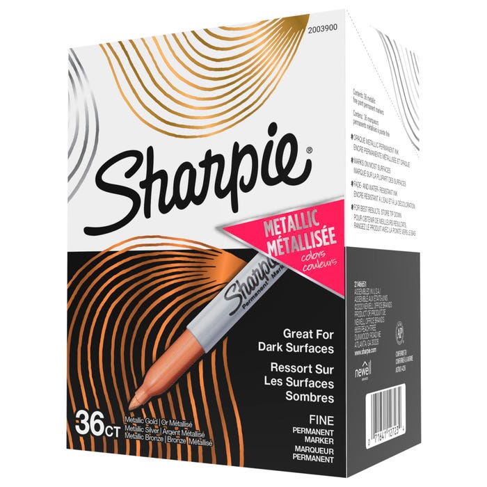 Sharpie Metallic Permanent Markers, Fine Point, Assorted Colors, Set of 36
