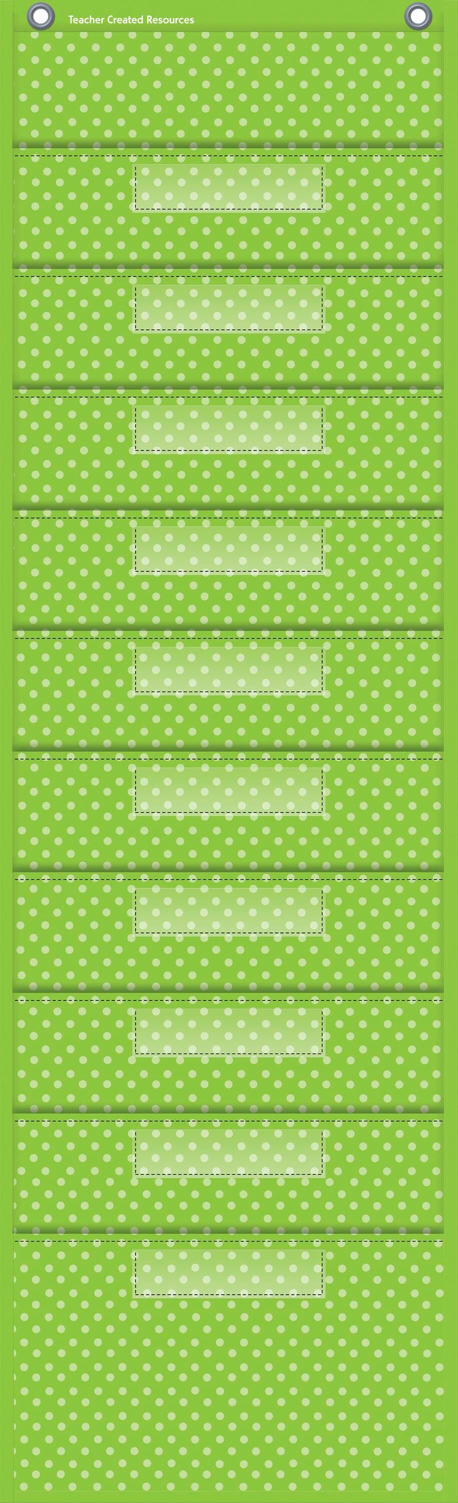 Teacher Created Resources 10 Pocket Polka Dot File Storage Chart, Lime, Item Number 1570370