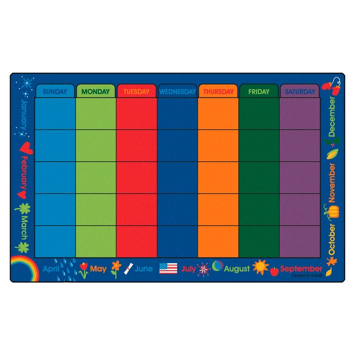 Carpets for Kids Premium Calendar Celebrations Carpet, Rectangle